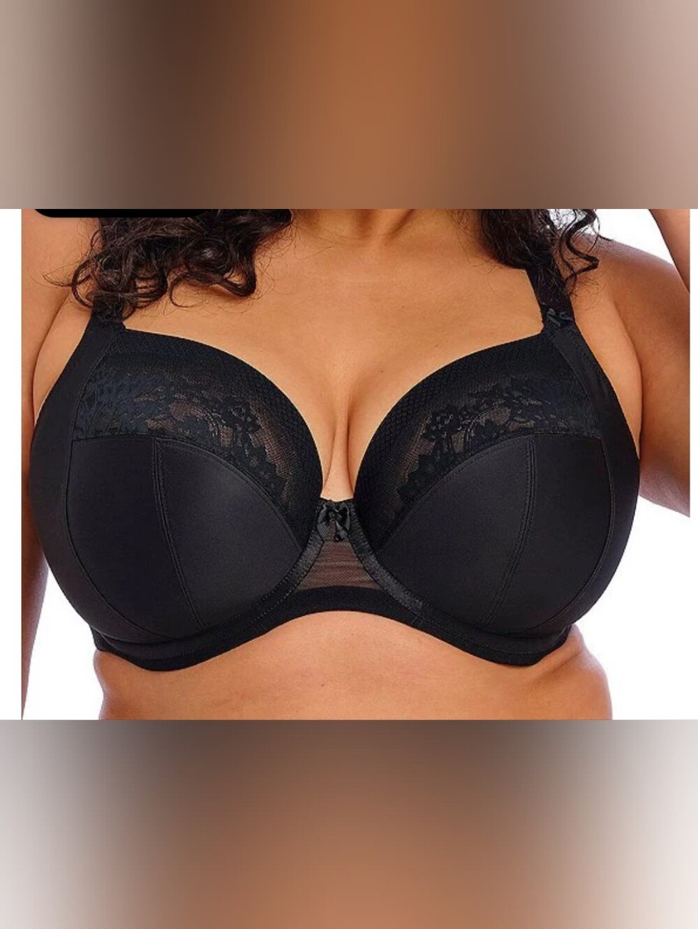 Elomi Nerina Full Busted Underwire Stretch Lace Plunge Bra US 38N
